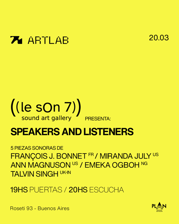 Flyer for Artlab showing all text about the names of the artists and details of the event