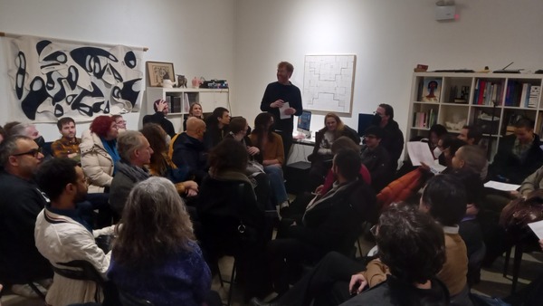 Listening session in the Fridman Gallery, NYC